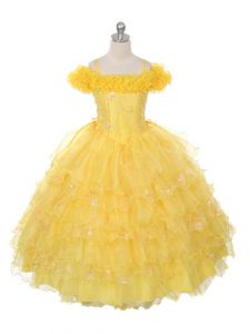 Organza Sleeveless Floor Length Pageant Gowns For Girls and Ruffles and Ruffled Layers