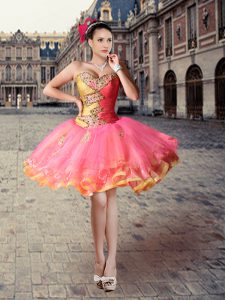 Glittering Multi-color Sleeveless Mini Length Beading Lace Up Evening Dress