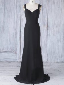 Unique Black Sleeveless Appliques Zipper Quinceanera Court Dresses