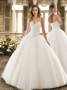Lace Up Wedding Gowns White for Wedding Party with Lace Court Train