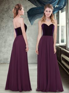Exquisite Chiffon Sweetheart Sleeveless Zipper Belt Bridesmaid Gown in Purple