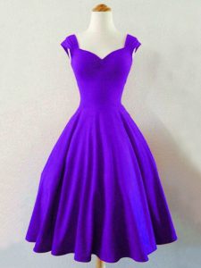 Purple Straps Neckline Ruching Vestidos de Damas Sleeveless Lace Up