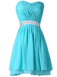 High Class Mini Length Aqua Blue Prom Dress Sweetheart Sleeveless Lace Up