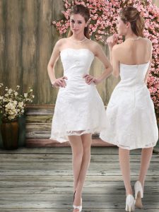 Organza Sleeveless Mini Length Wedding Gowns and Embroidery