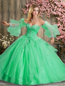 Cheap Green Sweet 16 Dresses Military Ball and Sweet 16 and Quinceanera with Beading Sweetheart Sleeveless Lace Up