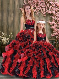 Attractive Organza Sleeveless Floor Length Sweet 16 Quinceanera Dress and Embroidery and Ruffles