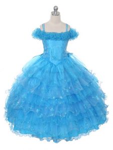 Sleeveless Ruffles and Ruffled Layers Lace Up Girls Pageant Dresses