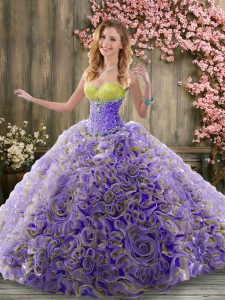 Fancy Multi-color Sleeveless Beading Lace Up Sweet 16 Quinceanera Dress
