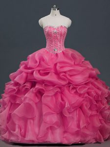 Sleeveless Lace Up Floor Length Beading and Ruffles and Pick Ups 15 Quinceanera Dress