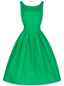 Taffeta Scoop Sleeveless Lace Up Ruching Dama Dress for Quinceanera in Green