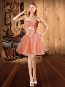 Free and Easy Organza Sleeveless Mini Length and Beading and Appliques