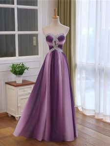 Multi-color Chiffon and Printed Lace Up Juniors Evening Dress Sleeveless Beading and Ruching
