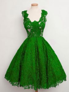 Cheap Green Straps Neckline Lace Court Dresses for Sweet 16 Sleeveless Lace Up