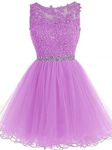Lilac Sleeveless Tulle Lace Up Party Dresses for Prom and Party and Sweet 16