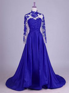 Royal Blue Sleeveless Lace and Appliques Lace Up Mother of the Bride Dress