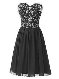 Hot Selling Black Sleeveless Chiffon Lace Up Homecoming Dress for Prom