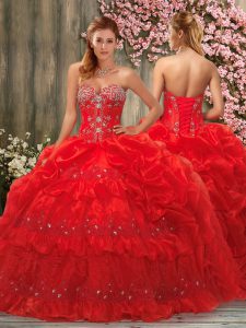 Sleeveless Beading and Pick Ups Zipper Ball Gown Prom Dress