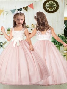Best Selling Sleeveless Lace and Bowknot Zipper Toddler Flower Girl Dress