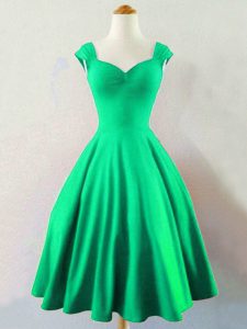 Straps Sleeveless Taffeta Quinceanera Court of Honor Dress Ruching Lace Up