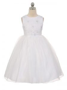 Low Price Sleeveless Beading Lace Up Little Girl Pageant Dress