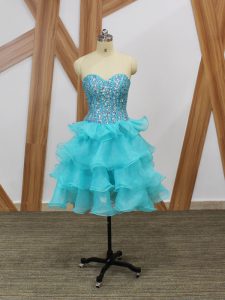 Best Sleeveless Beading and Ruffled Layers Zipper Dress for Prom