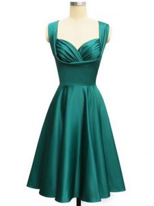 Knee Length Teal Wedding Guest Dresses Straps Sleeveless Lace Up