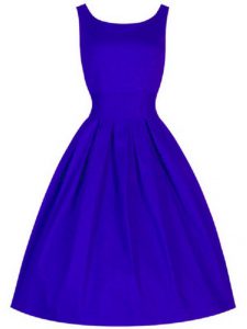 Super Blue Sleeveless Taffeta Lace Up Quinceanera Dama Dress for Prom and Party and Wedding Party