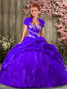 Discount Floor Length Lace Up Quinceanera Gown Royal Blue for Military Ball and Sweet 16 and Quinceanera with Beading an