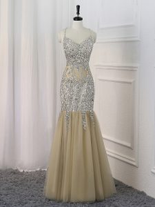 Beauteous Sleeveless Sequins Backless Prom Gown