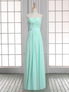 Perfect Apple Green Lace Up Prom Party Dress Ruching Sleeveless Floor Length