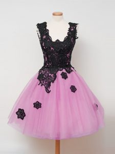 Knee Length Lilac Bridesmaid Dresses Straps Sleeveless Zipper