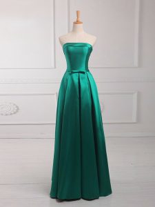 Cute Dark Green Bridesmaid Dress Prom and Party and Wedding Party with Belt Strapless Sleeveless Lace Up