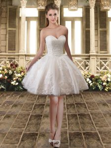 Sweetheart Sleeveless Tulle Quinceanera Dama Dress Lace and Appliques Lace Up