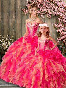 Floor Length Multi-color Quinceanera Gown Organza and Tulle Sleeveless Beading and Ruffles
