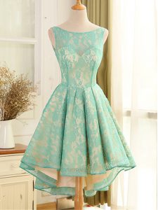 Turquoise Sleeveless Lace Backless Party Dress for Toddlers for Prom and Party