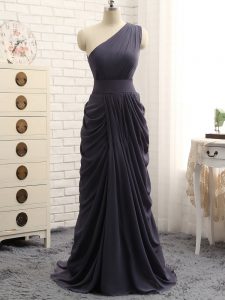 Custom Designed Grey Chiffon Zipper Dama Dress Sleeveless Floor Length Pick Ups