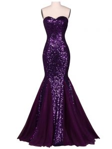 Sweetheart Sleeveless Lace Up Formal Dresses Purple Chiffon and Tulle