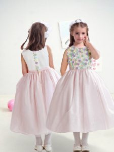 Perfect Scoop Sleeveless Organza Flower Girl Dresses for Less Appliques Zipper