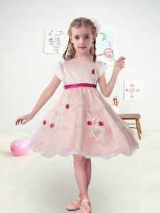 Cap Sleeves Zipper Knee Length Lace and Ruffled Layers Flower Girl Dresses