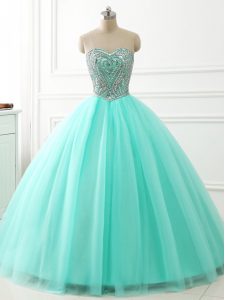 Gorgeous Sleeveless Lace Up Floor Length Beading Sweet 16 Dress