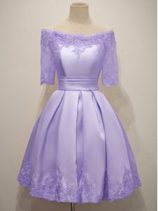 Colorful Taffeta Half Sleeves Knee Length Court Dresses for Sweet 16 and Lace