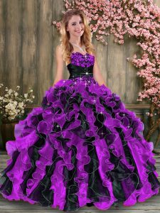 Trendy Multi-color Sleeveless Organza Lace Up Sweet 16 Dress for Military Ball and Sweet 16 and Quinceanera