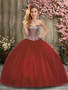 Glittering Sleeveless Beading Lace Up Sweet 16 Quinceanera Dress