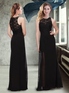 Floor Length Column/Sheath Sleeveless Black Court Dresses for Sweet 16 Zipper