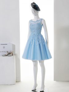 Scoop Sleeveless Tulle Bridesmaids Dress Lace Zipper