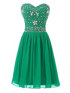 Fabulous Chiffon Sweetheart Sleeveless Zipper Beading Prom Dress in Green