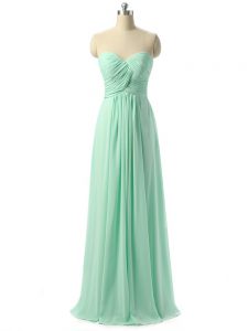 Eye-catching Floor Length Apple Green Quinceanera Court Dresses Sweetheart Sleeveless Lace Up