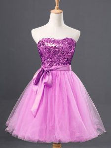 Lilac Sweetheart Neckline Sequins Prom Party Dress Sleeveless Zipper