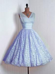 Stylish Mini Length A-line Sleeveless Lavender Quinceanera Court Dresses Lace Up