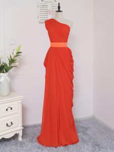 Coral Red Sleeveless Chiffon Zipper Bridesmaids Dress for Prom and Party and Wedding Party